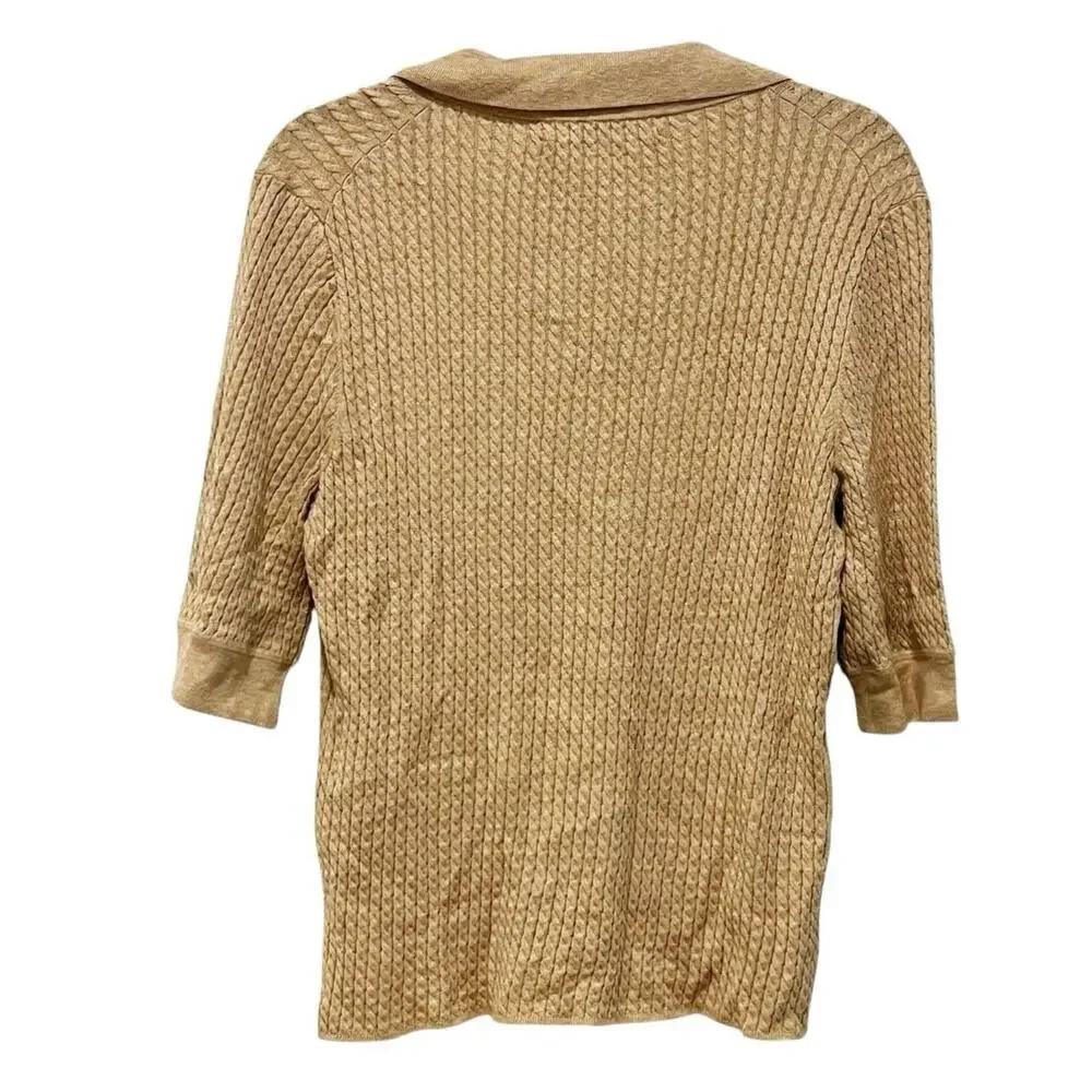 Proenza Schouler Sera Knit Women's Cashew Polo in Micro Cable Size XL NWT